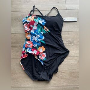 Anne Cole Floral SZ 12 One Piece Swimsuit 21MO03436 New With Tags